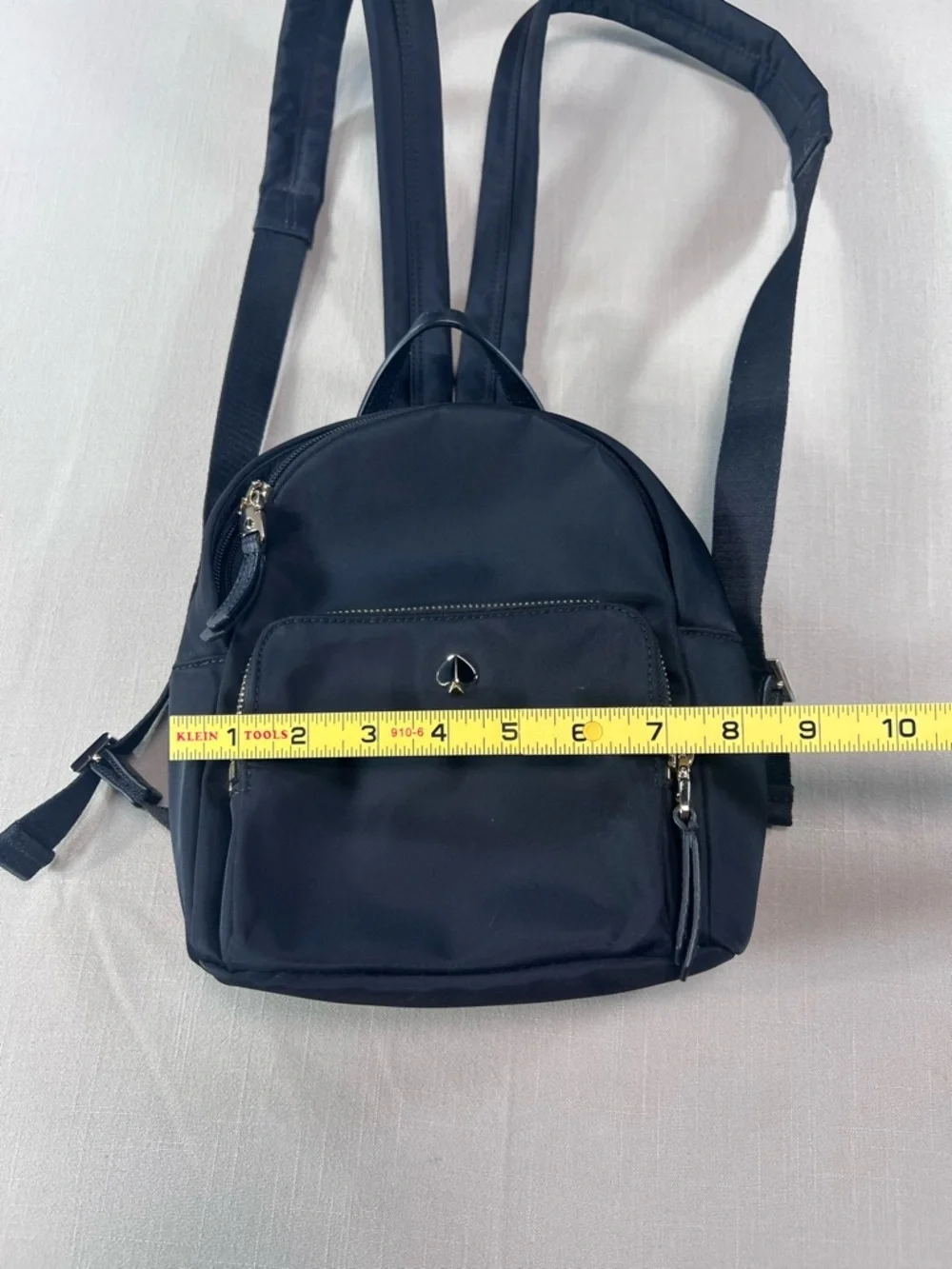 Kate Spade Mini Backpack Black Nylon Silver Spade Hardware Zip Pockets Purse